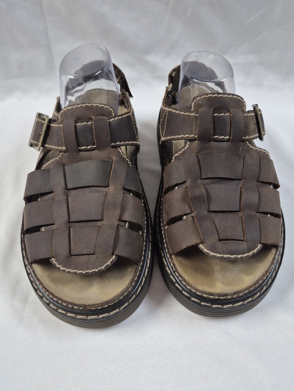 Vintage Skechers Fisherman Sandals Jammers Mens 9 Brown Leather Y2K Chunky